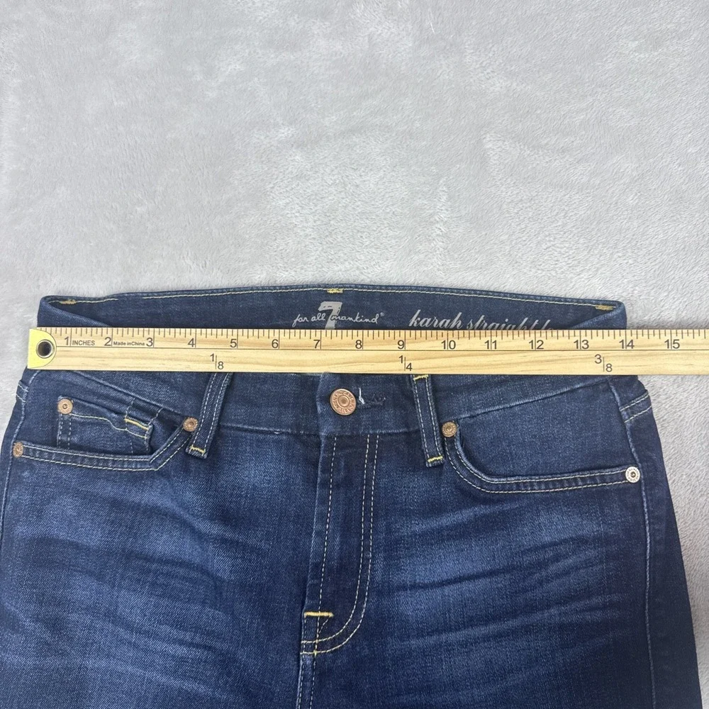 7 For All Mankind Jeans Womens 28X32 Blue Karah Straight Leg Stretch Denim Dark - Picture 6 of 9